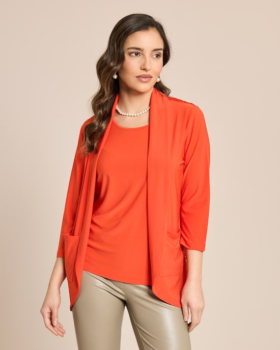 Produktabbildung für Cardigan mit Spitzenbesatz