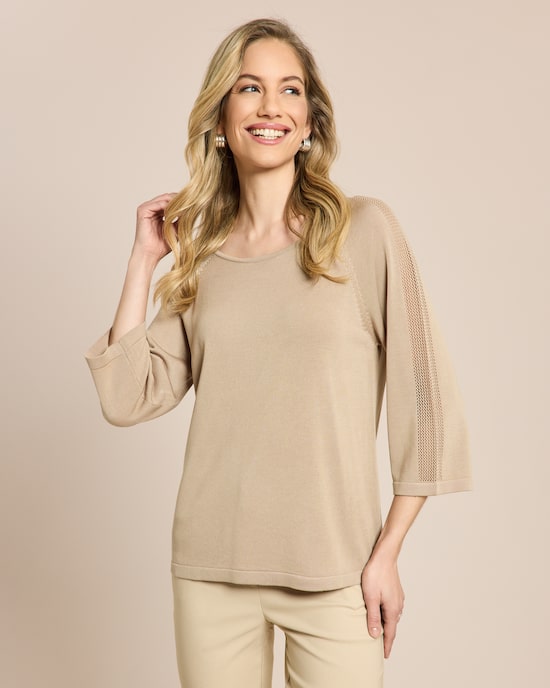 Produktabbildung für Feinstrick-Pullover mit Ajour-Details