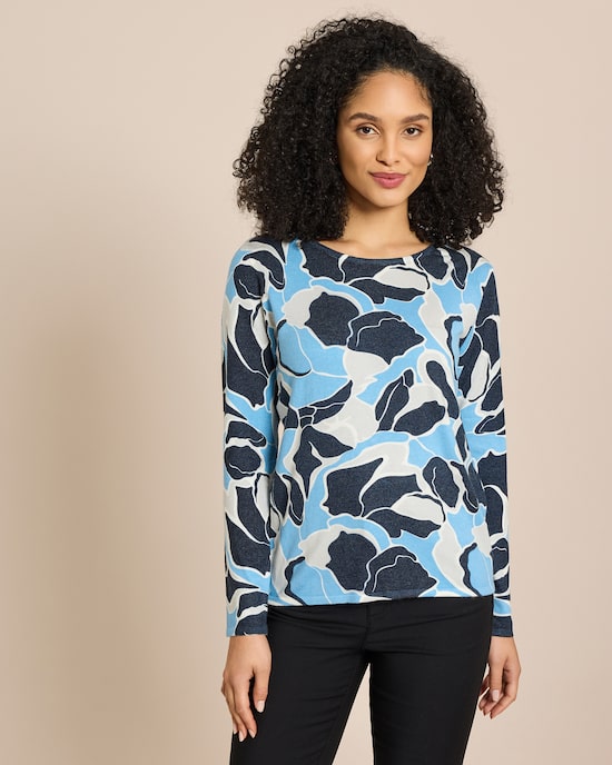 Produktabbildung für Pullover Blüten-Druck in Pastell-Farben