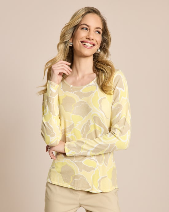 Produktabbildung für Pullover Blüten-Druck in Pastell-Farben