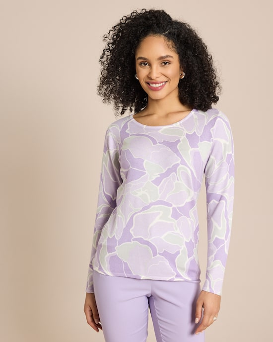 Produktabbildung für Pullover Blüten-Druck in Pastell-Farben