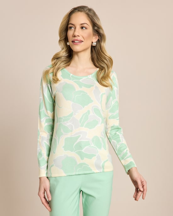 Produktabbildung für Pullover Blüten-Druck in Pastell-Farben