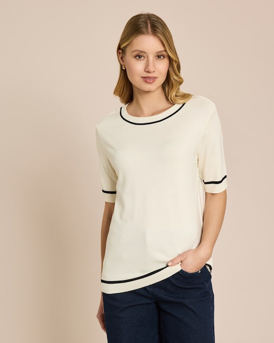 Produktabbildung für Halbarm-Pullover mit Kontrast