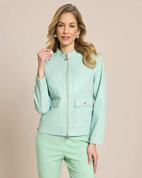 Produktabbildung für Jacke aus Lederimitat mit Stehkragen