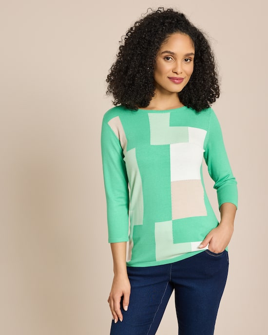 Produktabbildung für Pullover mit grafischem Strickmuster