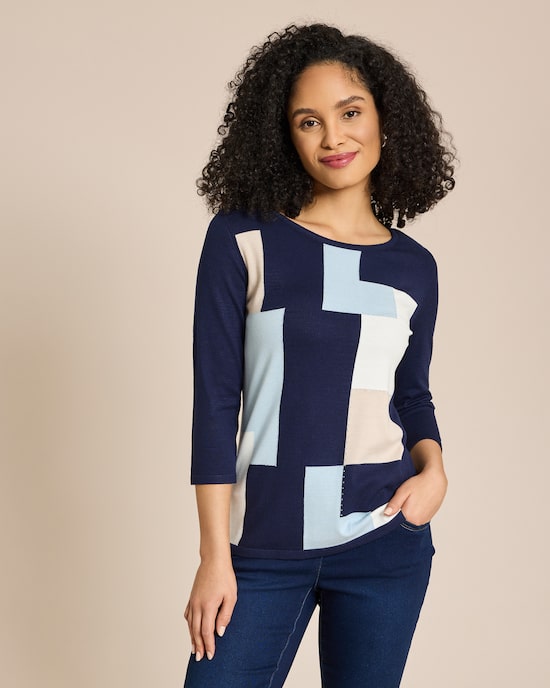 Produktabbildung für Pullover mit grafischem Strickmuster