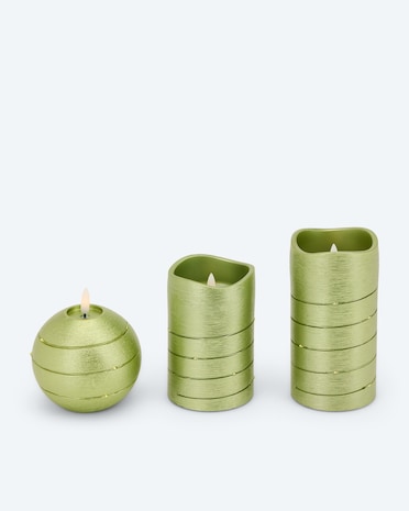 Produktabbildung für Kerzen-Set mit LED-Draht, 3tlg.