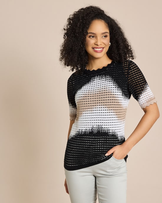 Produktabbildung für Pullover Lochstrick platzierter Druck