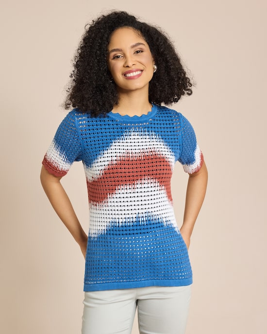 Produktabbildung für Pullover Lochstrick platzierter Druck