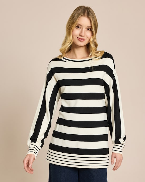Produktabbildung für Pullover Midi-Länge mit breiten Streifen