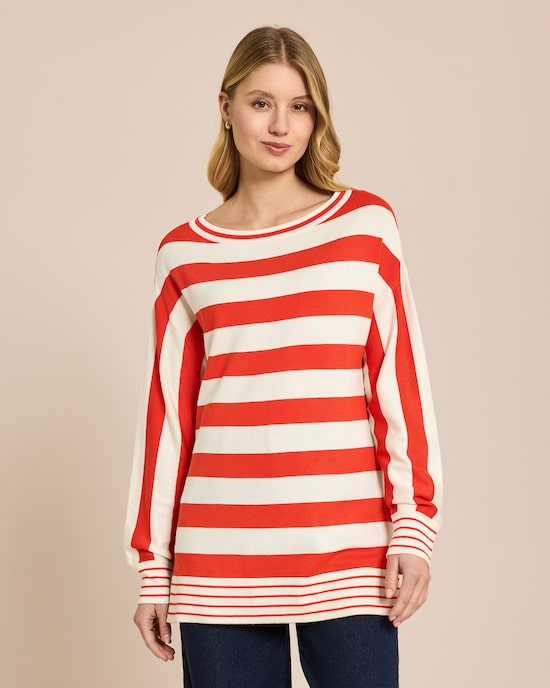 Produktabbildung für Pullover Midi-Länge mit breiten Streifen