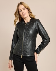 Produktabbildung für Lederjacke mit Stickerei