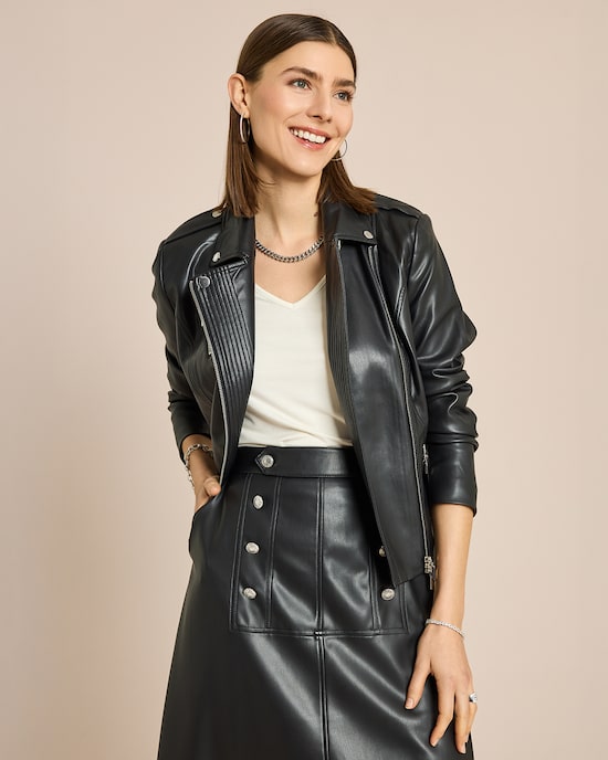 Produktabbildung für Bikerjacke aus Lederimitat