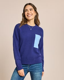 Produktabbildung für Pullover mit farbiger Brusttasche