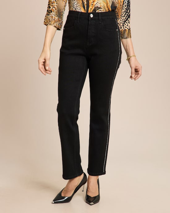 Produktabbildung für Straight Leg Jeans mit Strasssteinen