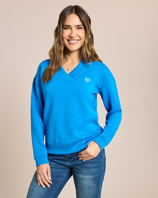 Produktabbildung für Sweatshirt mit Herzstickerei