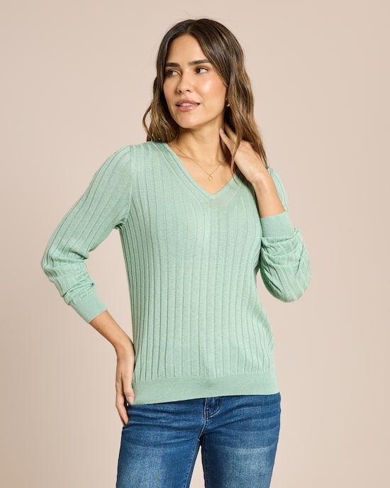 Produktabbildung für Langarm Pullover mit Metallic Garn
