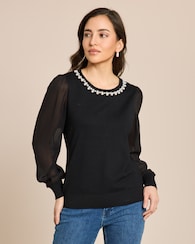 Produktabbildung für Pullover mit Chiffonärmel