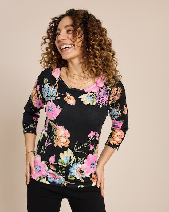 Produktabbildung für Classic Pullover mit Blumendruck