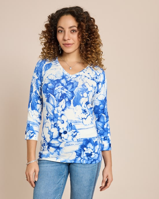 Produktabbildung für Classic Pullover Blumendruck