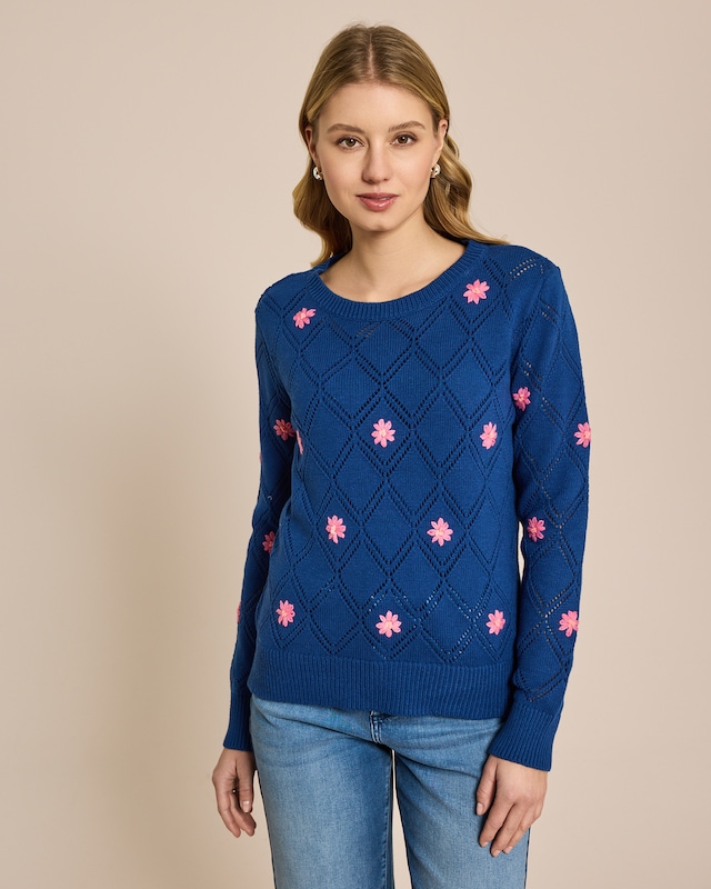 Pullover mit Margeriten Stickerei