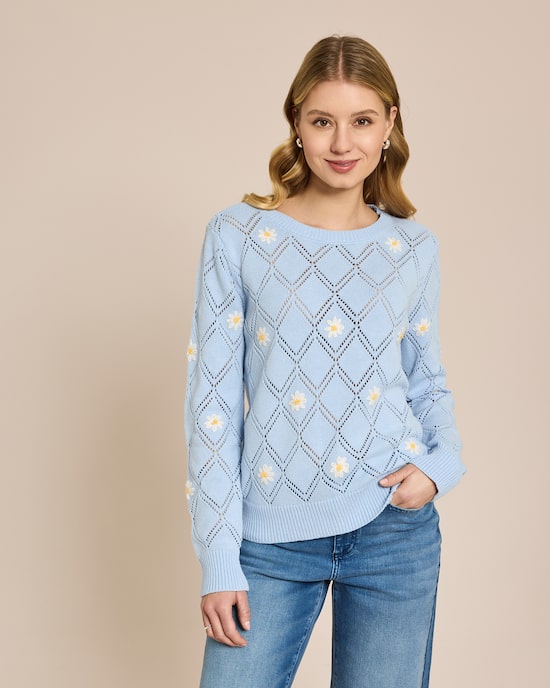 Produktabbildung für Pullover mit Margeriten Stickerei
