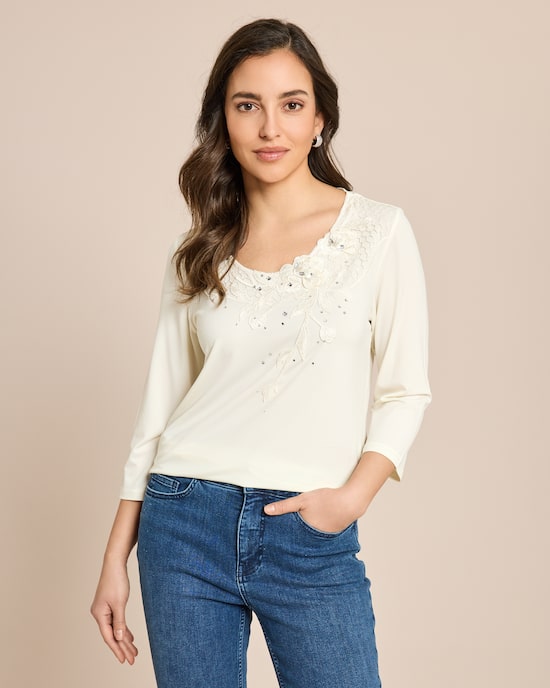 Produktabbildung für Shirt mit Stickerei und Strass