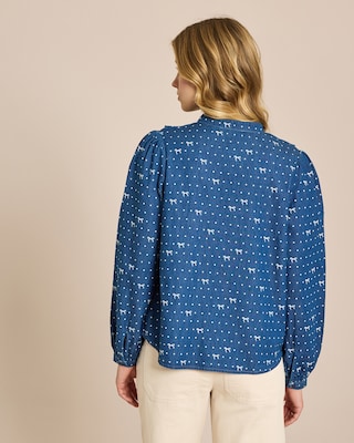 Produktabbildung 4 für Bluse mit Schleifendruck und Rüschen