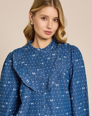 Produktabbildung 5 für Bluse mit Schleifendruck und Rüschen