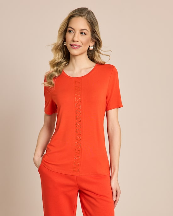 Produktabbildung für Shirt mit Strass-Deko in der Mitte