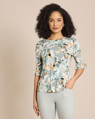 Produktabbildung für Shirt mit Rüschen am Halbarm Tropical