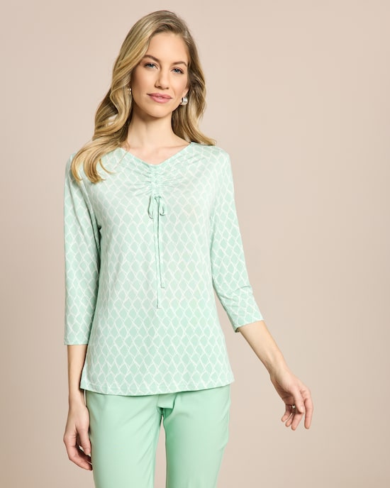 Produktabbildung für Shirt 3/4-Arm Raffung am Ausschnitt