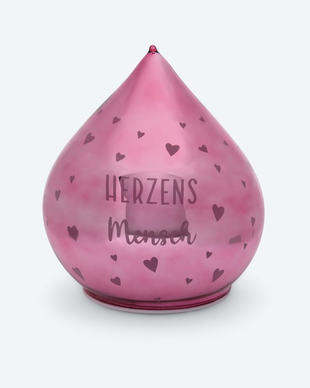 LED-Glastropfen mit Spruch