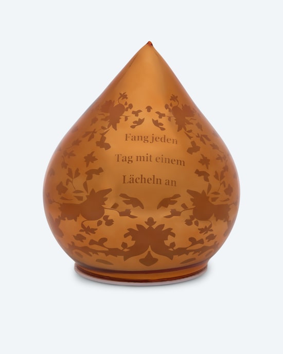 Produktabbildung für LED-Glastropfen mit Spruch