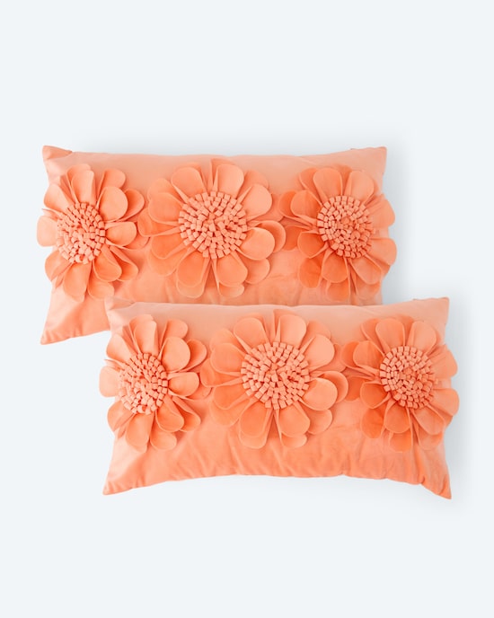 Produktabbildung für Kissen mit Blumen-Applikation, 2tlg.