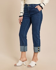 Produktabbildung für Straight Fit Jeans mit Zierknöpfen 7/8