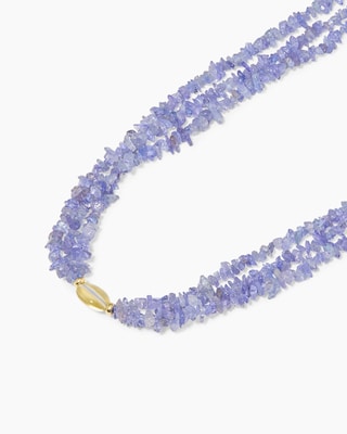 Produktabbildung 1 für Collier mit Tansanit & Bergkristall/Blattgold-Dublette