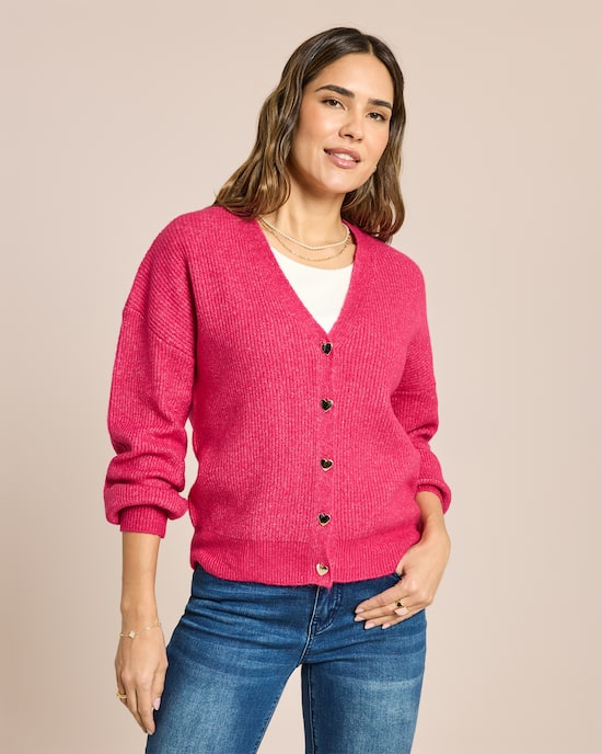 Produktabbildung für Strickjacke mit Herzknöpfen