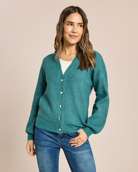 Produktabbildung für Strickjacke mit Herzknöpfen