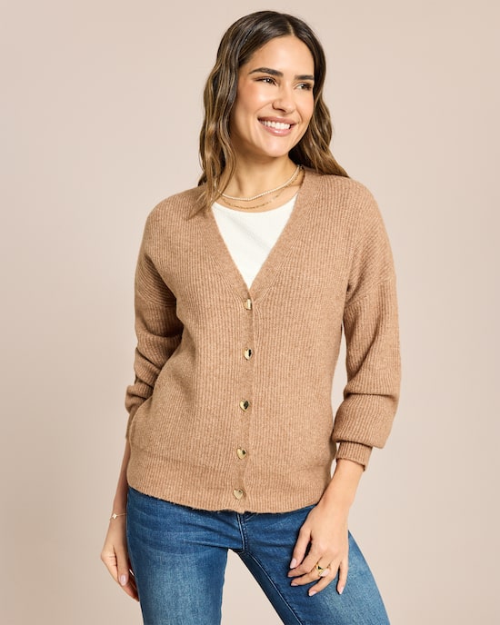 Produktabbildung für Strickjacke mit Herzknöpfen
