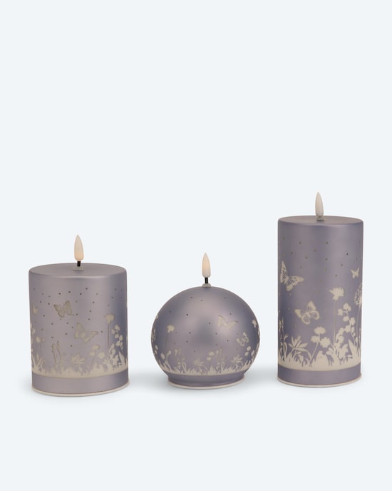 Produktabbildung für LED-Glaskerzen "Blumen", 3tlg.
