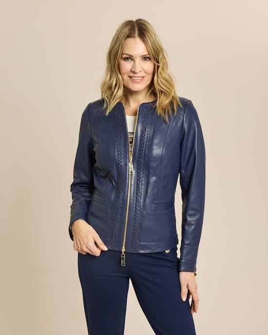 Produktabbildung für Lederjacke mit Flechtdetails