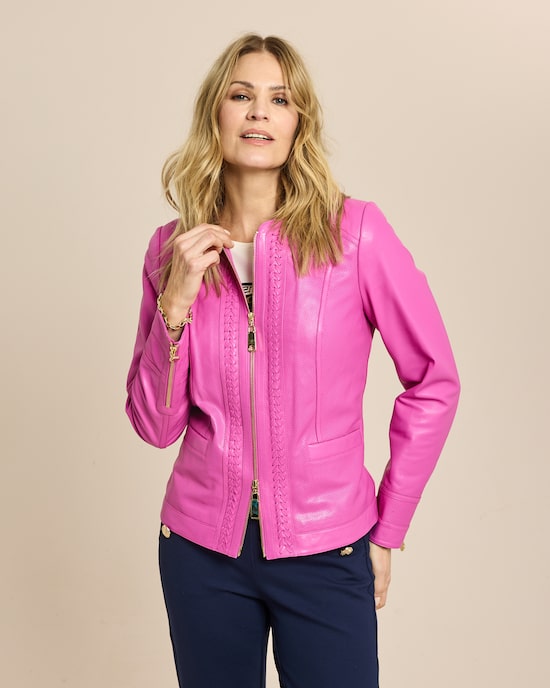 Produktabbildung für Lederjacke mit Flechtdetails