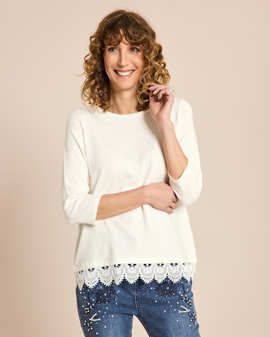 Produktabbildung für Pullover mit Spitzenbesatz