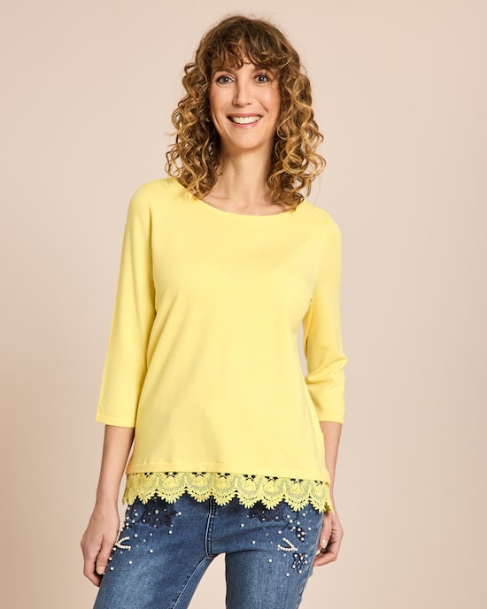 Produktabbildung für Pullover mit Spitzenbesatz