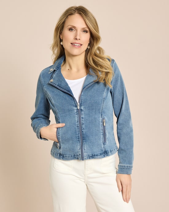 Produktabbildung für Jeansjacke im Bikerstil