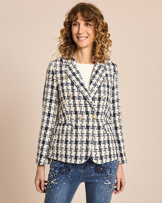 Produktabbildung für Blazer in Karo-Boucléoptik