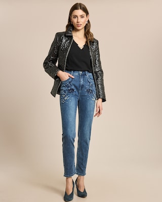 Produktabbildung 4 für Slim fit Jeans mit Blumenstickerei