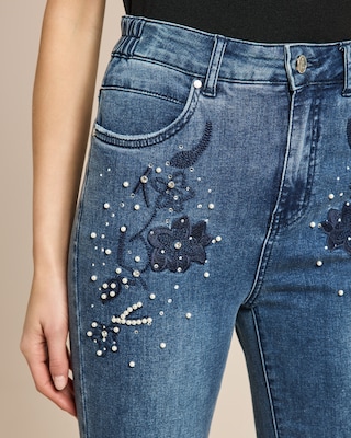 Produktabbildung 2 für Slim fit Jeans mit Blumenstickerei