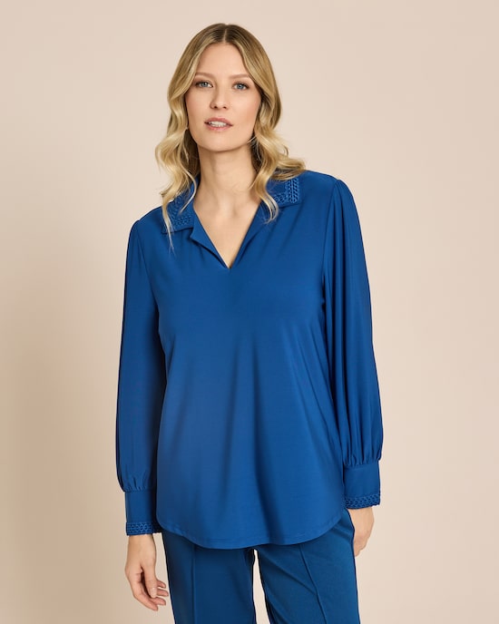 Produktabbildung für Blusenshirt mit Spitzenkragen